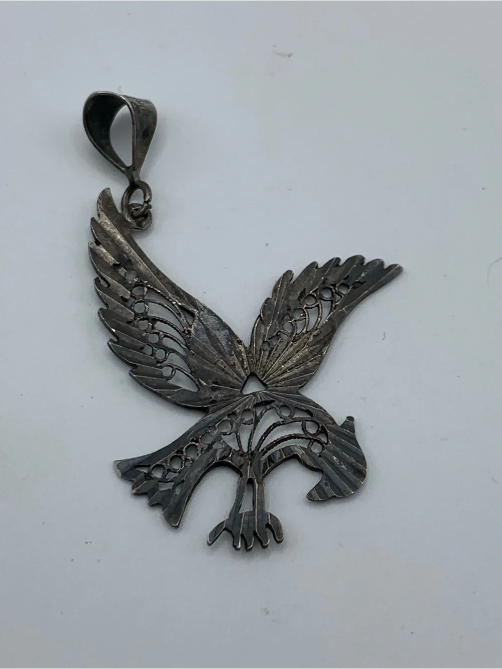 Vintage 925 Sterling Silver Eagle Filigree Pendant Turkey 2.57g